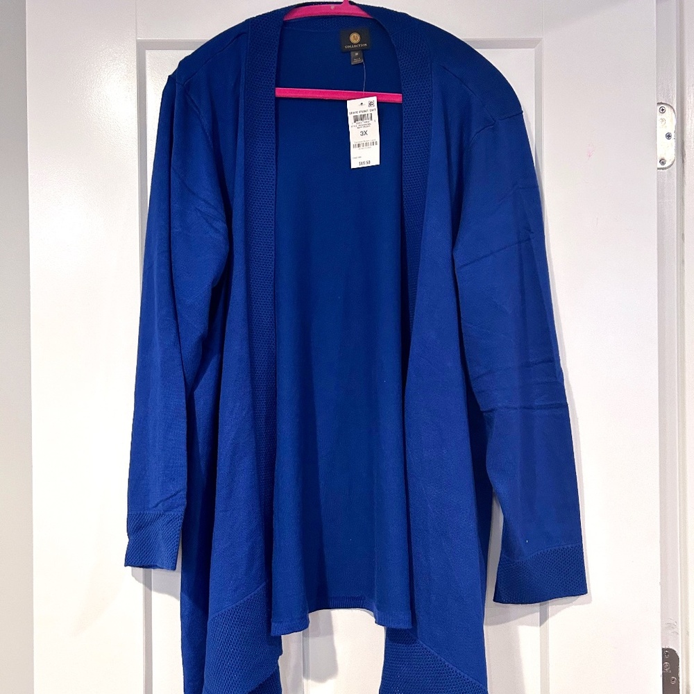 JM Collection Women’s Blue long Sleeve Drape Cardigan Size 3X Work Business